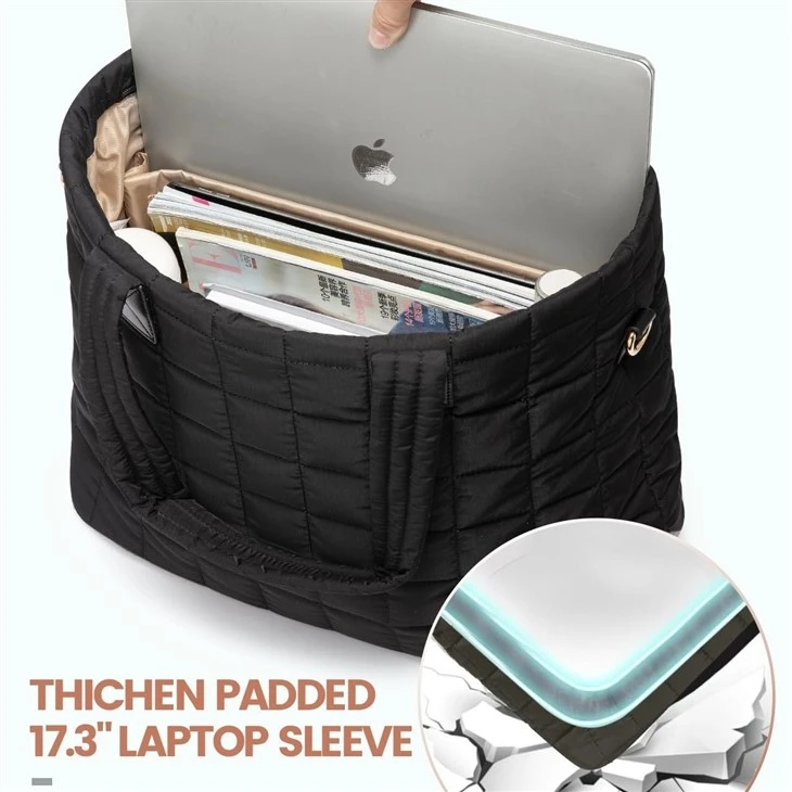 Quilted Puffer Laptop Tote Bag factory